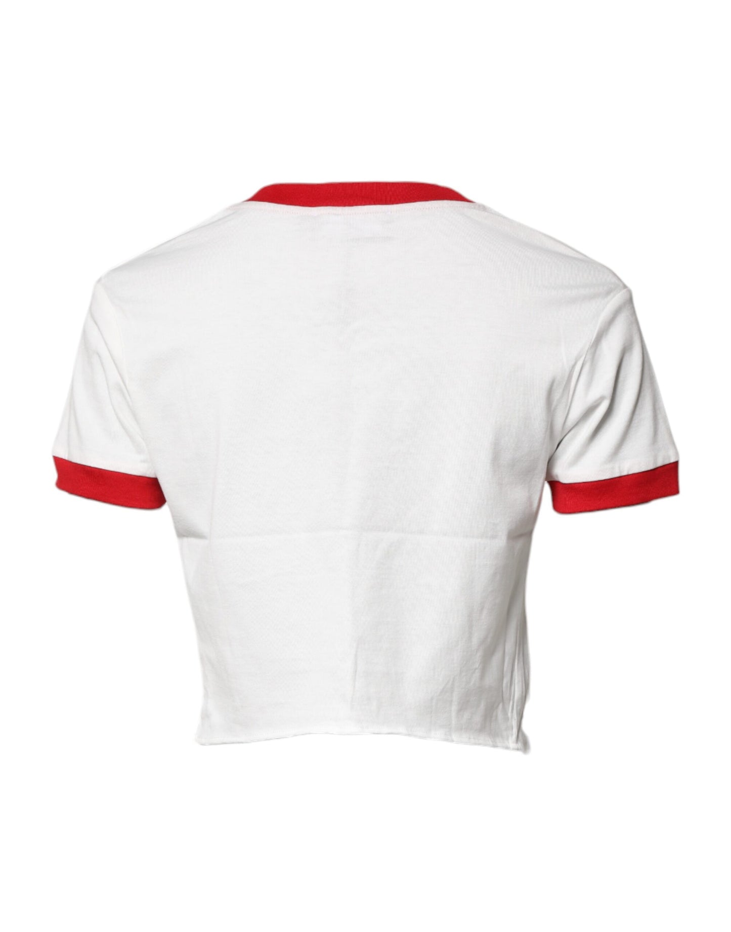 Dolce &amp; Gabbana wit, bedrukt, cropped T-shirt met ronde hals