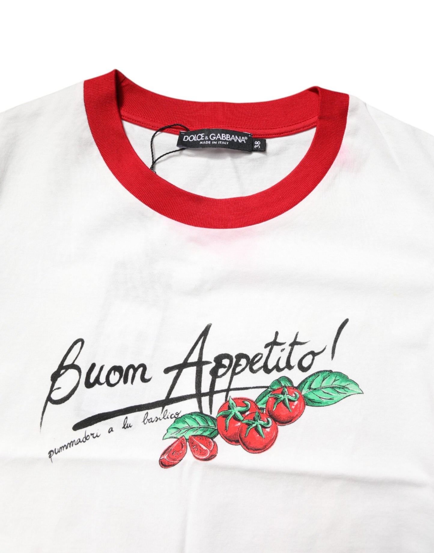 Dolce &amp; Gabbana wit, bedrukt, cropped T-shirt met ronde hals