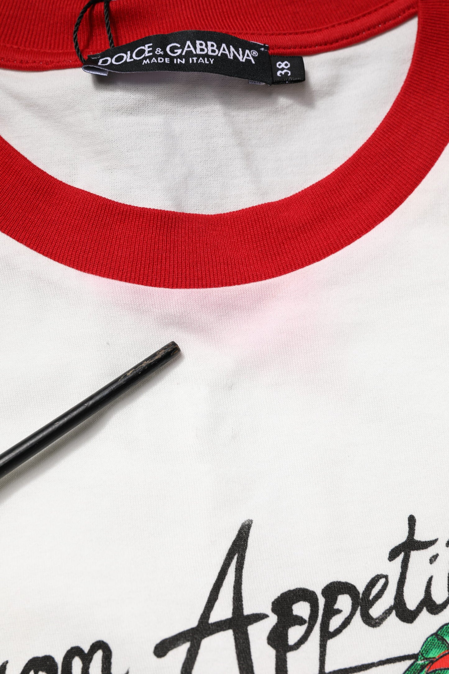 Dolce &amp; Gabbana wit, bedrukt, cropped T-shirt met ronde hals