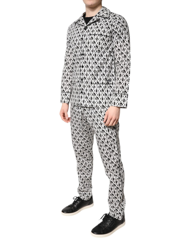 Dolce & Gabbana Black White DG Print Cotton Pajama Set