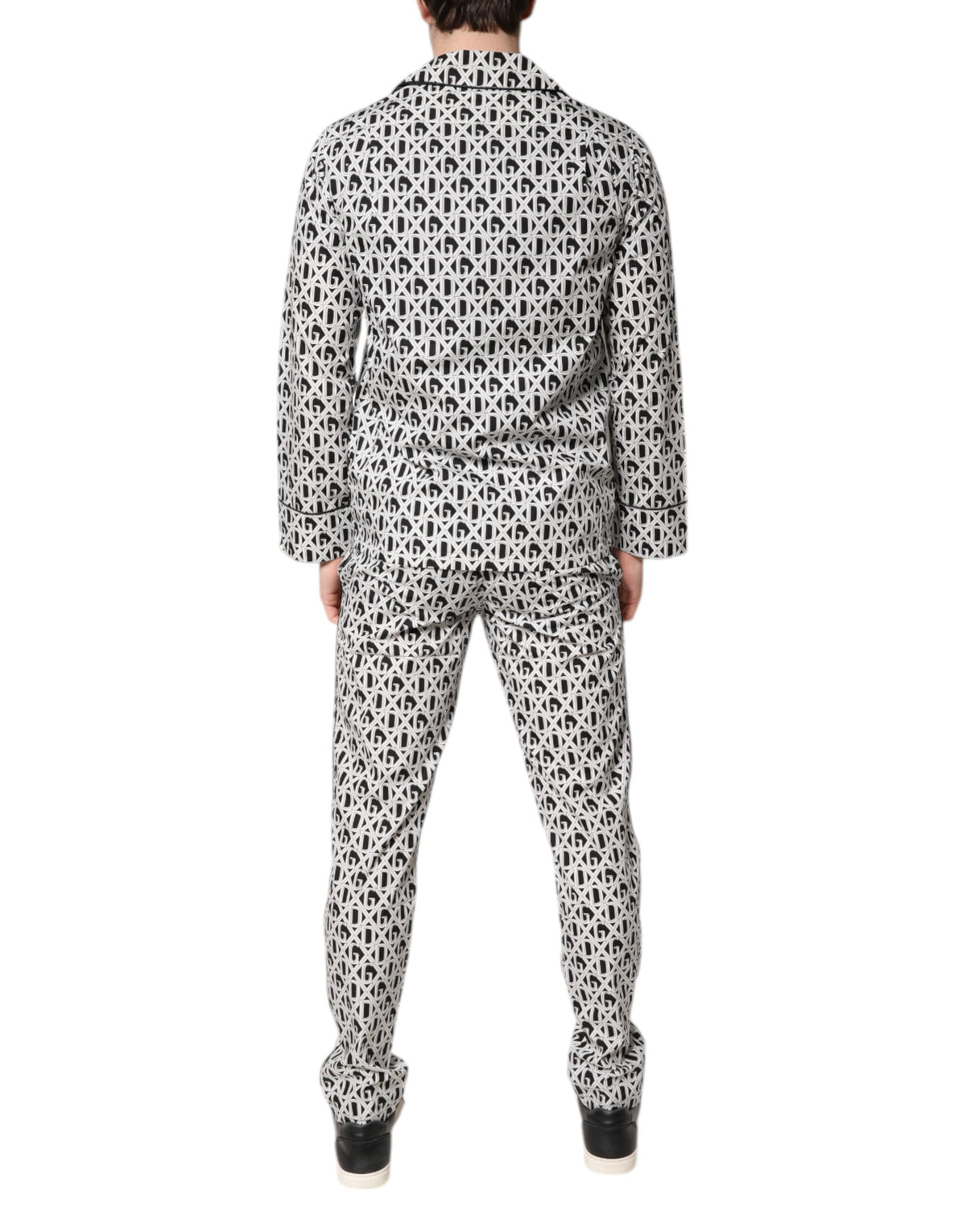 Dolce & Gabbana Black White DG Print Cotton Pajama Set