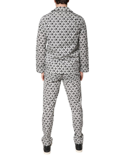 Dolce & Gabbana Black White DG Print Cotton Pajama Set Sleepwear