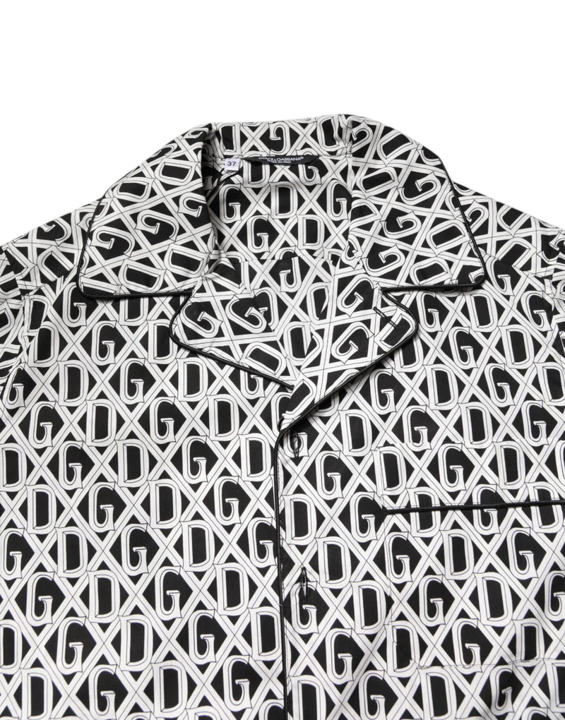 Dolce & Gabbana Black White DG Print Cotton Pajama Set