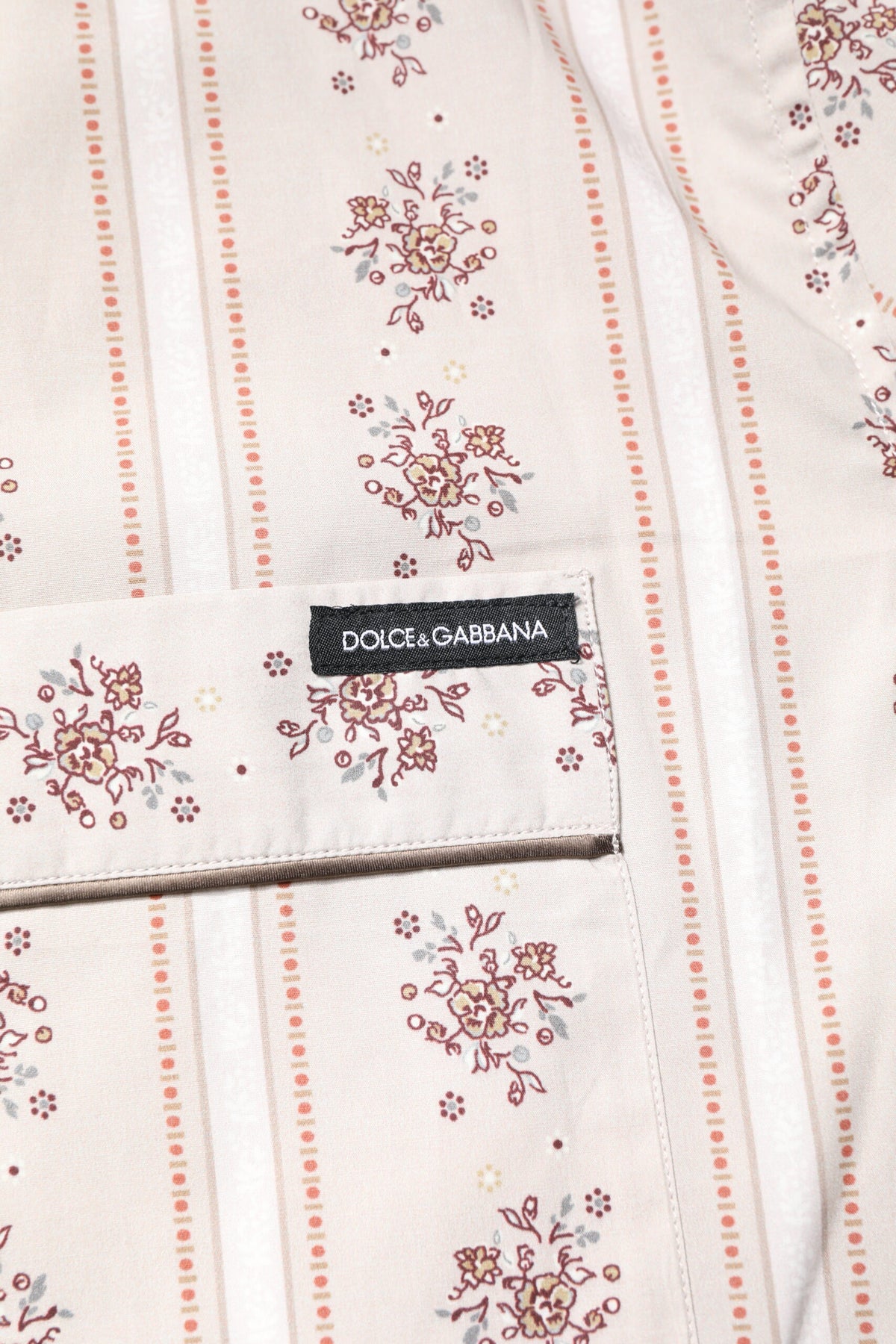 Dolce & Gabbana Beige Floral Print Cotton Pajama Set for Men