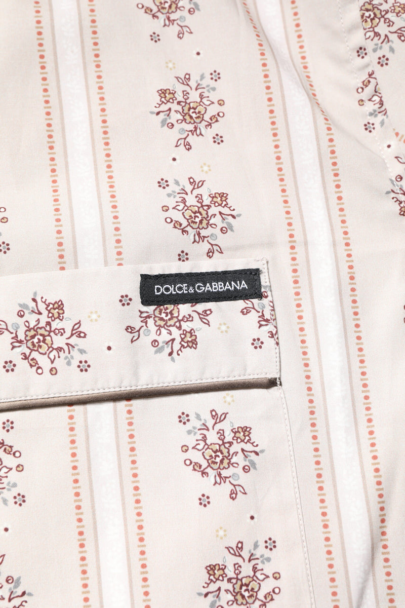 Dolce & Gabbana Beige Floral Print Cotton Pajama Set for Men