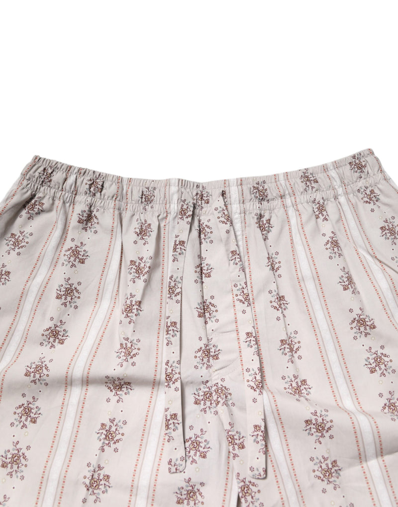 Dolce & Gabbana Beige Floral Print Cotton Pajama Set for Men