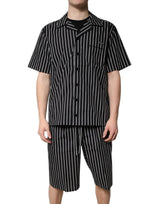 Dolce & Gabbana Black and White Stripes Cotton Men Pajama Set