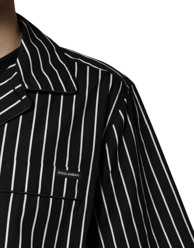 Dolce & Gabbana Black and White Stripes Cotton Men Pajama Set