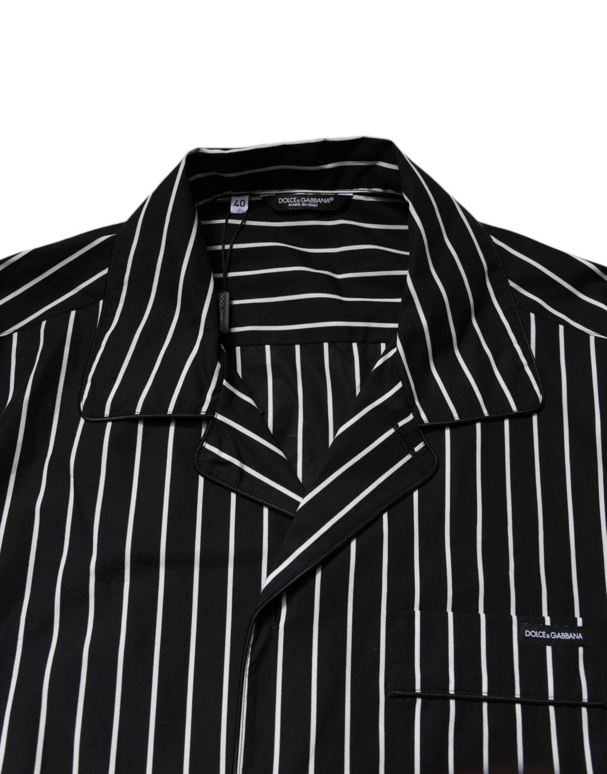 Dolce & Gabbana Black and White Stripes Cotton Men Pajama Set