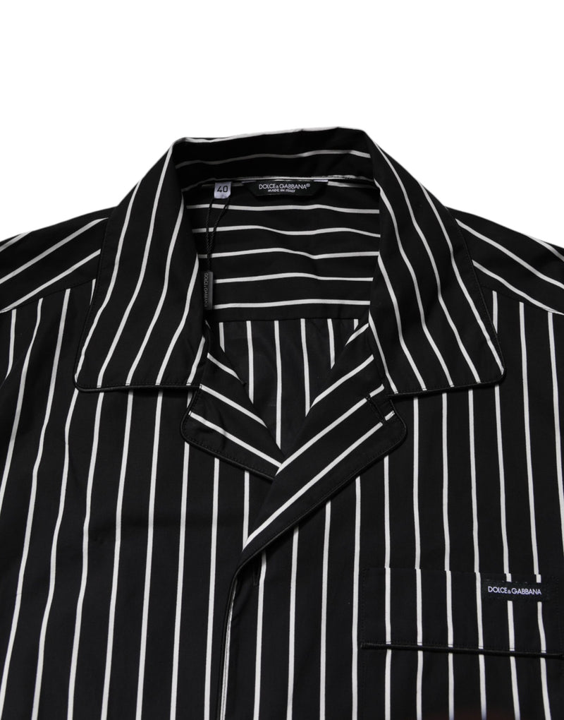 Dolce & Gabbana Black and White Stripes Cotton Men Pajama Set