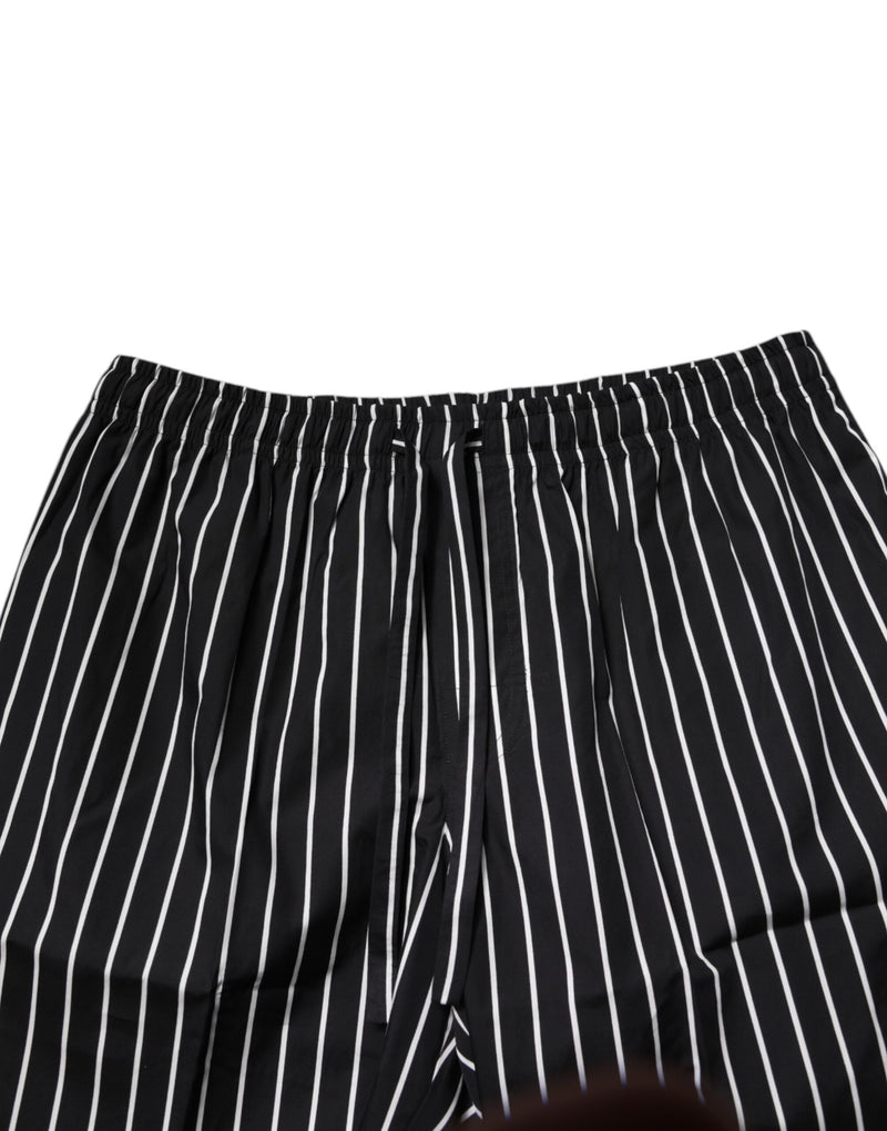 Dolce & Gabbana Black and White Stripes Cotton Men Pajama Set