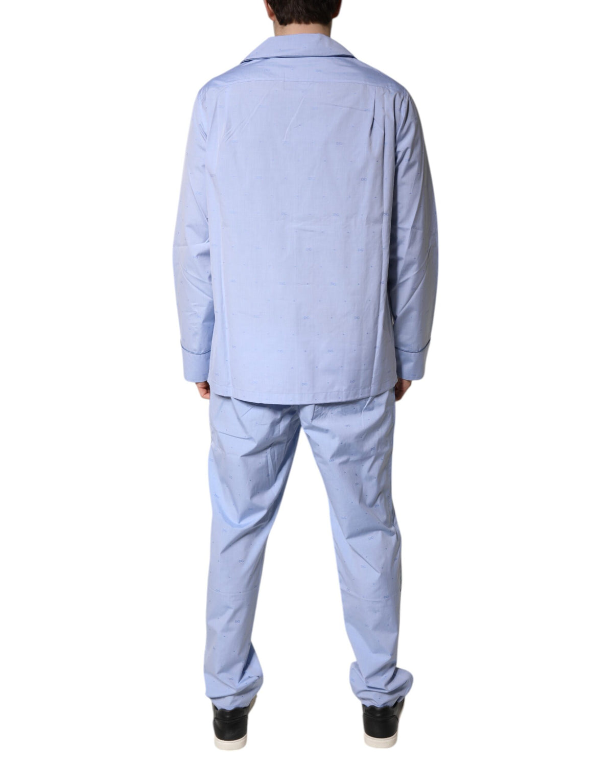Dolce & Gabbana Light Blue DG Logo Cotton Men Pajama Set