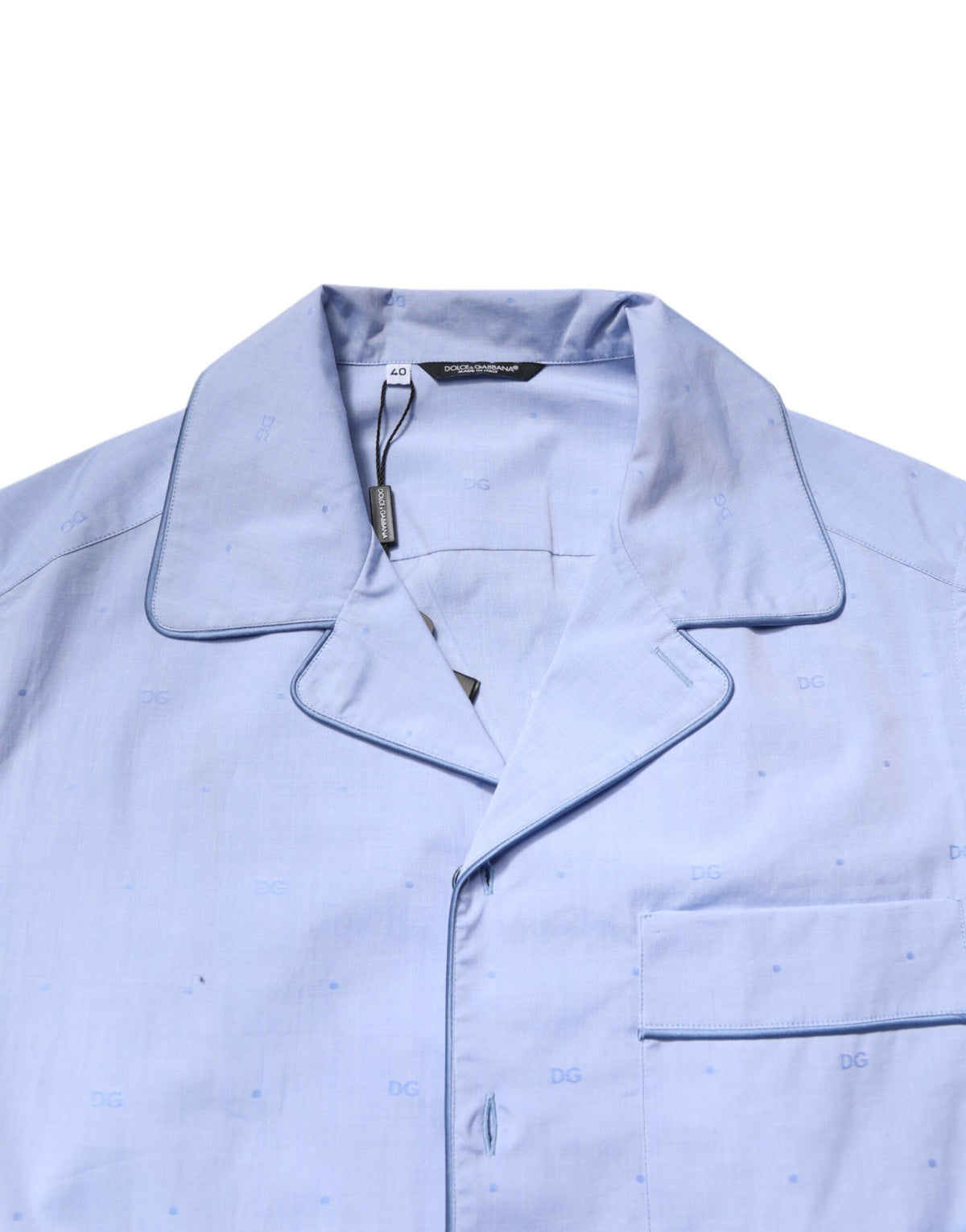 Dolce & Gabbana Light Blue DG Logo Cotton Men Pajama Set