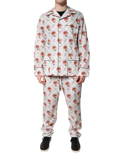 Dolce & Gabbana Multicolor Floral Print Cotton Pajama Set Sleepwear