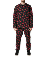 Dolce & Gabbana Black Floral Print Cotton Pajama Set for Men