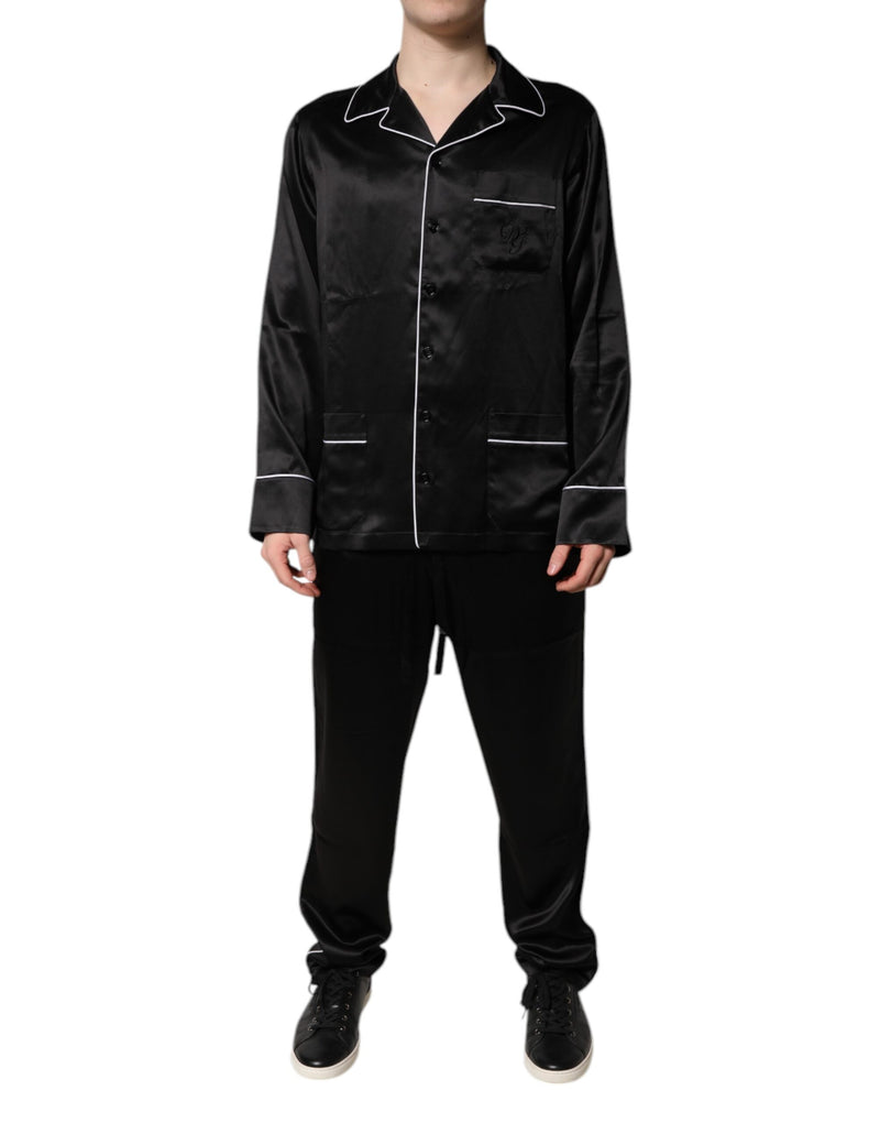 Dolce & Gabbana Black Silk Pajama Set for Men