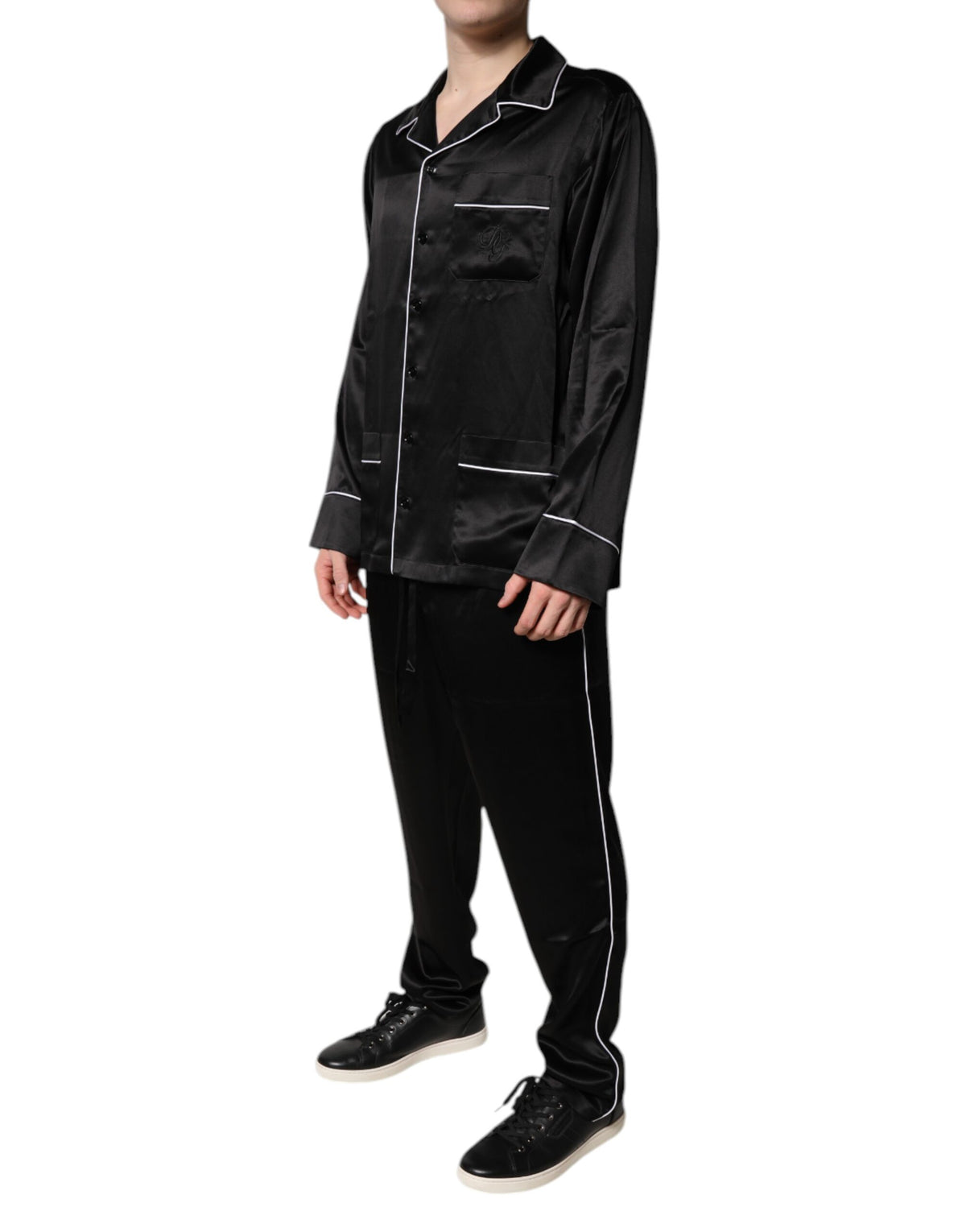 Dolce & Gabbana Black Silk Pajama Set for Men