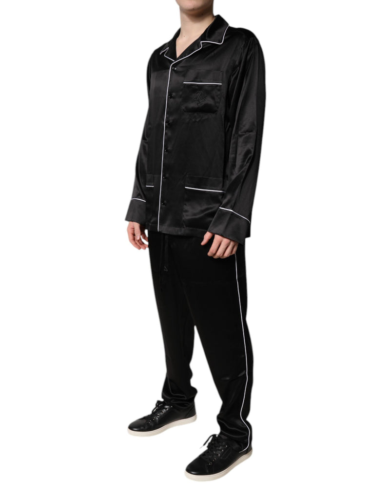 Dolce & Gabbana Black Silk Pajama Set for Men