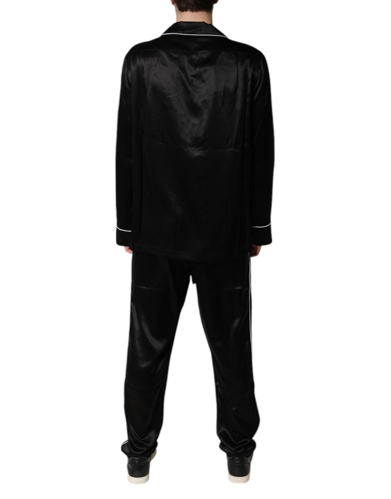Dolce & Gabbana Black Silk Pajama Set for Men