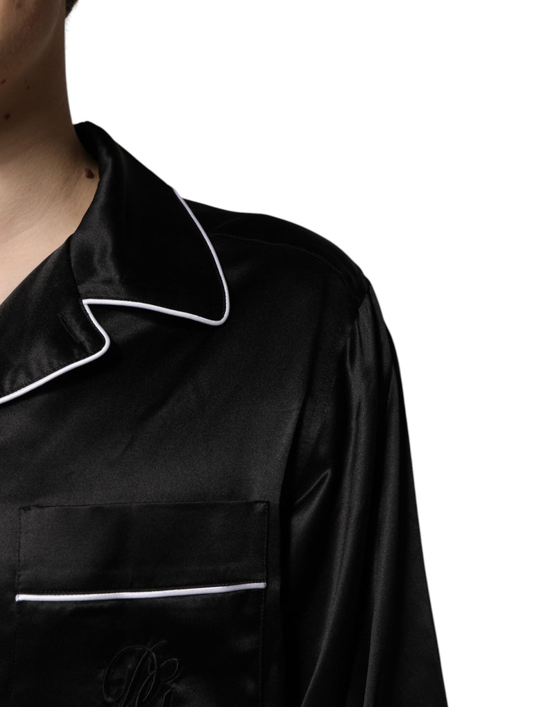 Dolce & Gabbana Black Silk Pajama Set for Men