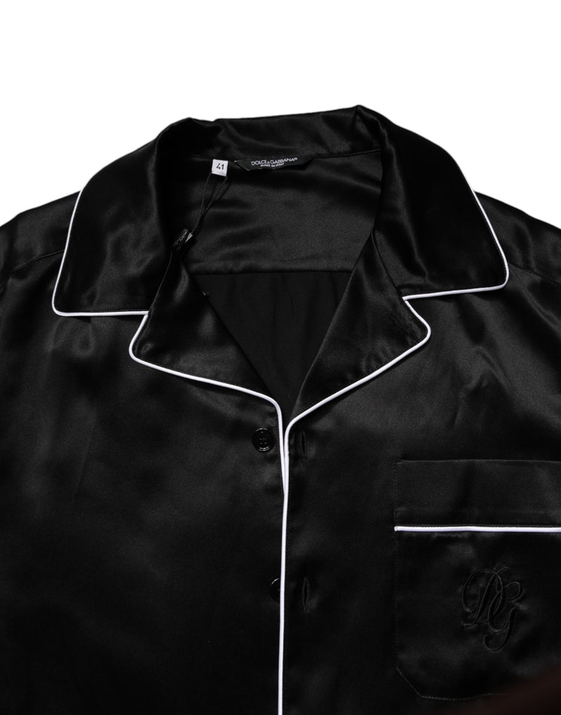 Dolce & Gabbana Black Silk Pajama Set for Men