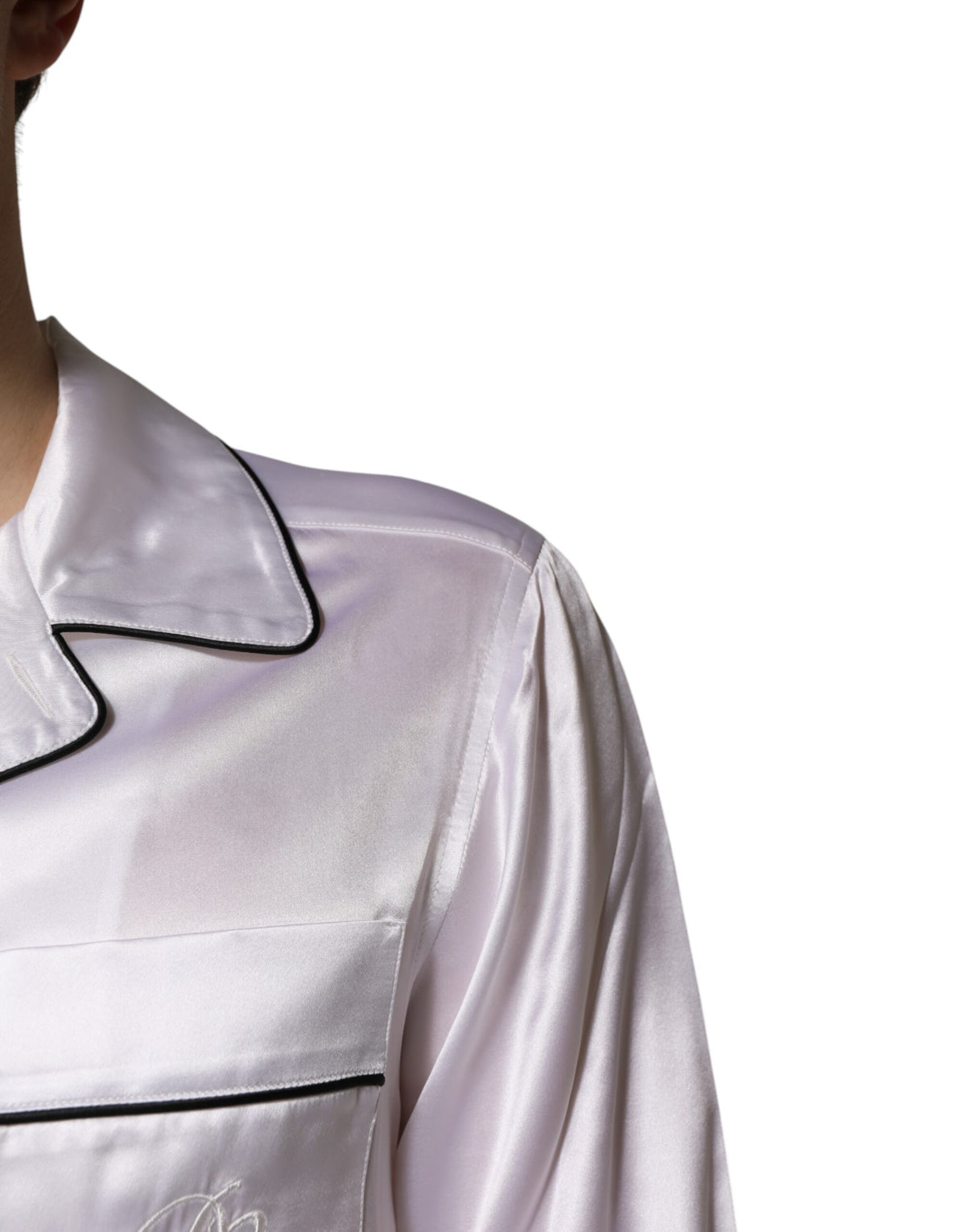 Dolce & Gabbana White Satin Silk Men Pajama Set