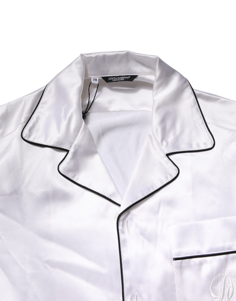 Dolce & Gabbana White Satin Silk Men Pajama Set