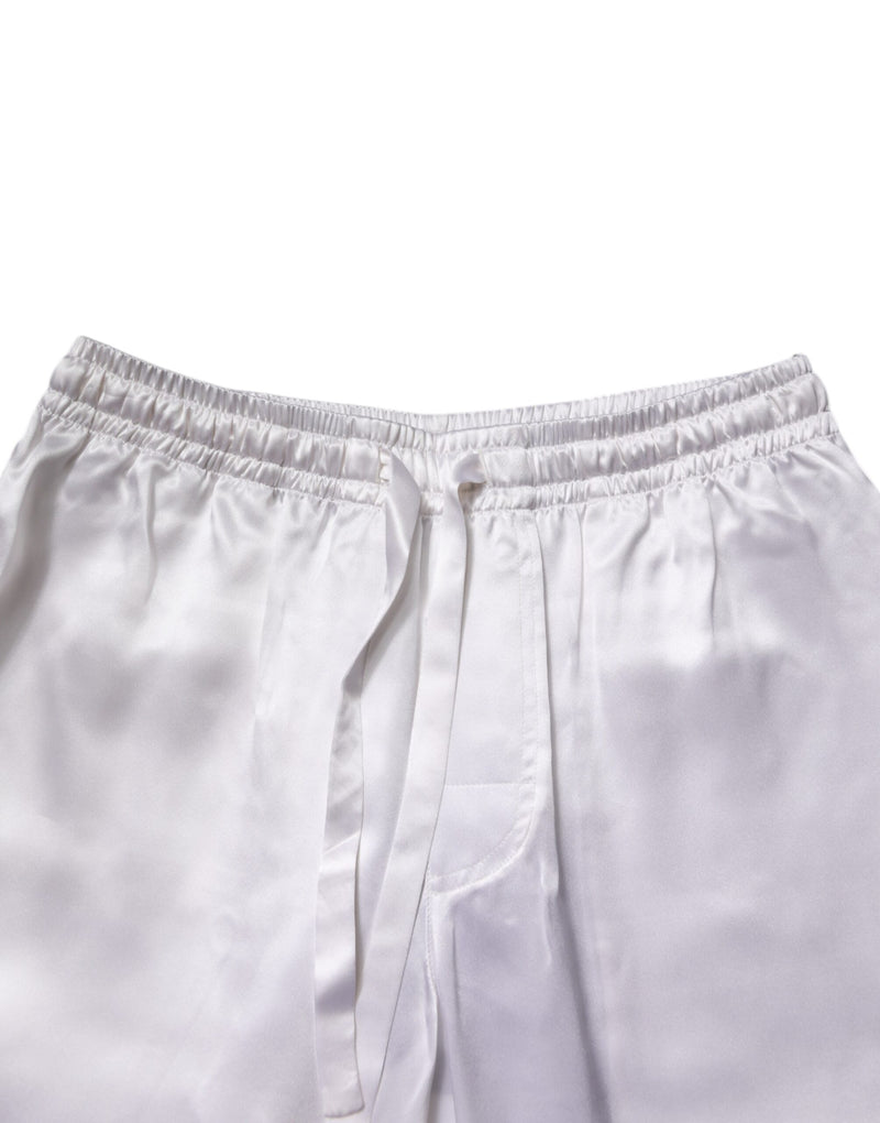Dolce & Gabbana White Satin Silk Men Pajama Set