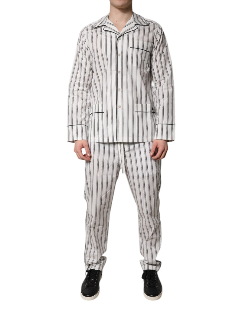 Dolce & Gabbana Ensemble de Pyjama en Coton Rayé Noir et Blanc pour Homme