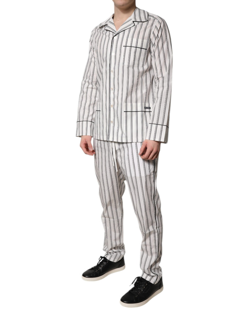 Dolce & Gabbana Ensemble de Pyjama en Coton Rayé Noir et Blanc pour Homme