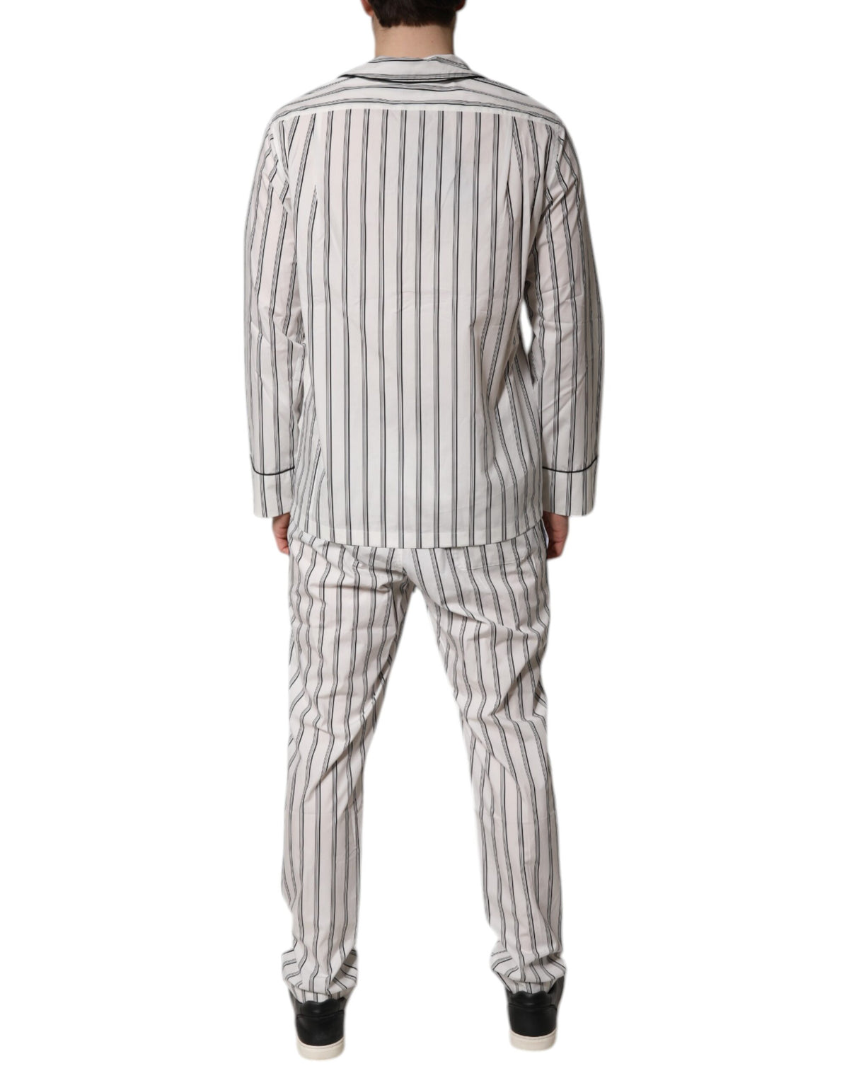 Dolce & Gabbana Ensemble de Pyjama en Coton Rayé Noir et Blanc pour Homme