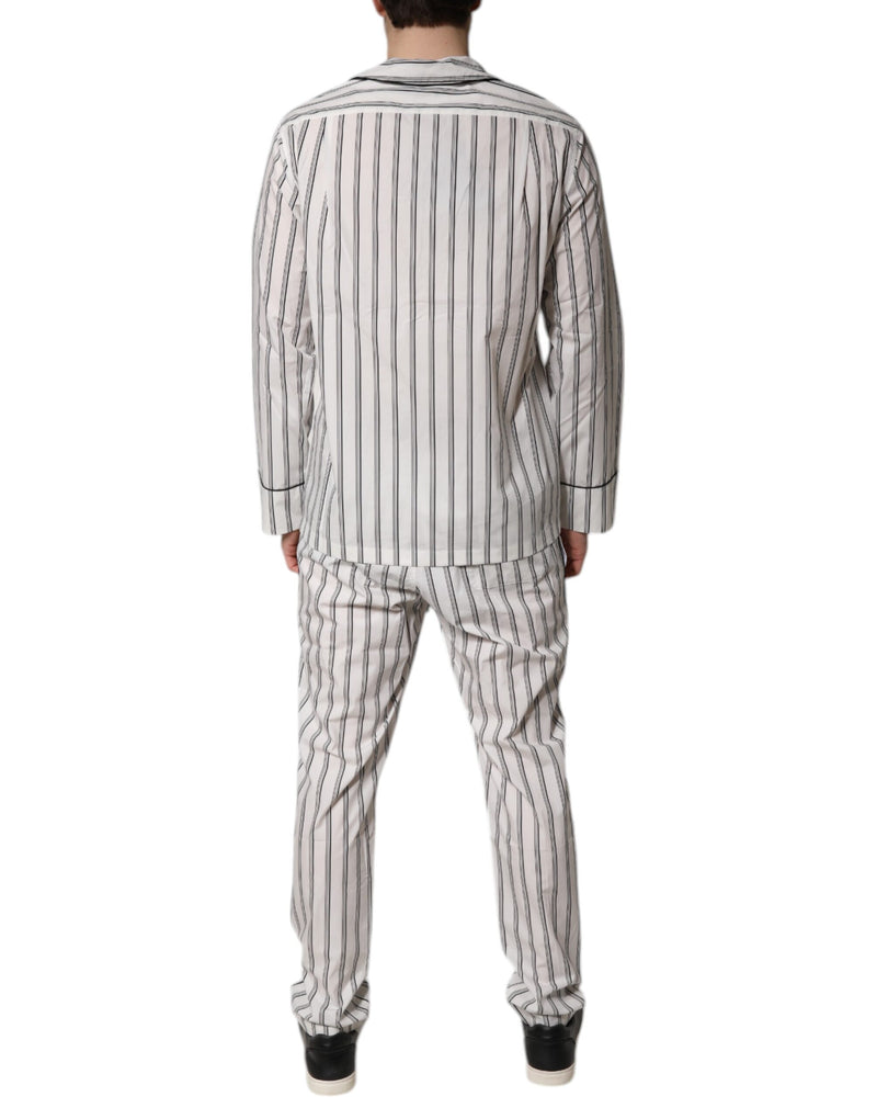 Dolce & Gabbana Ensemble de Pyjama en Coton Rayé Noir et Blanc pour Homme