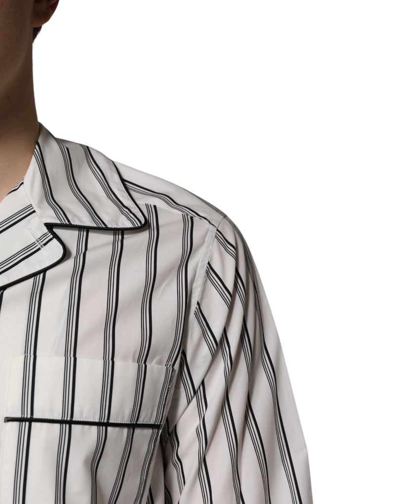 Dolce & Gabbana Ensemble de Pyjama en Coton Rayé Noir et Blanc pour Homme