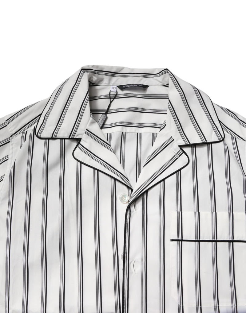Dolce & Gabbana Ensemble de Pyjama en Coton Rayé Noir et Blanc pour Homme