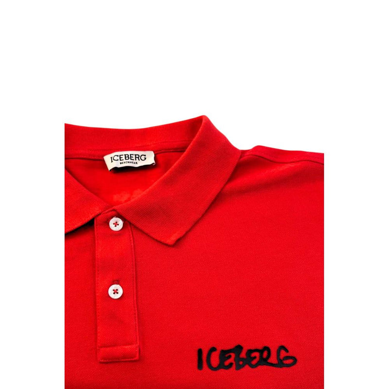 Iceberg Rode Katoenen Heren Polo Shirt