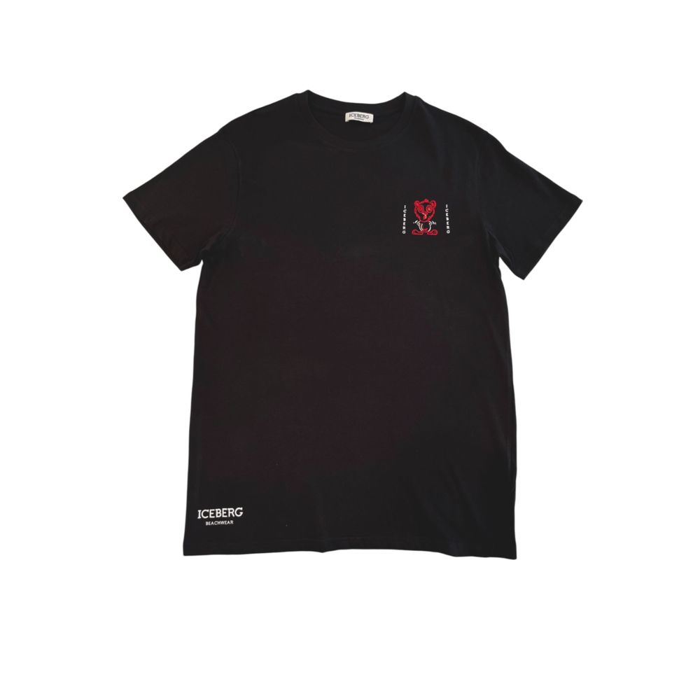 T-shirt homme en coton noir Iceberg