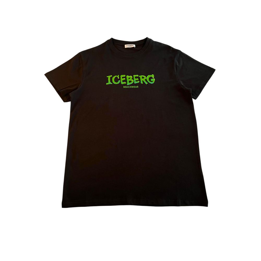 T-shirt homme en coton noir Iceberg
