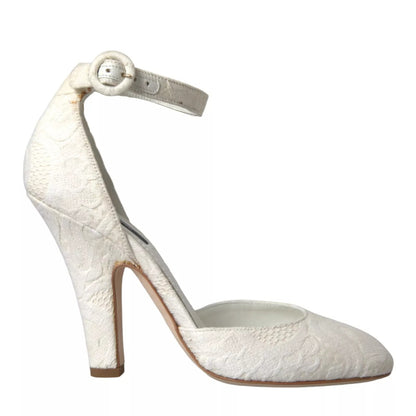 Dolce &amp; Gabbana witte Mary Jane hakken, pumps en schoenen met bloemenpatroon in jacquard.
