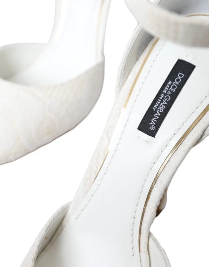 Dolce &amp; Gabbana witte Mary Jane hakken, pumps en schoenen met bloemenpatroon in jacquard.