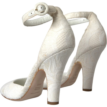 Dolce &amp; Gabbana witte Mary Jane hakken, pumps en schoenen met bloemenpatroon in jacquard.
