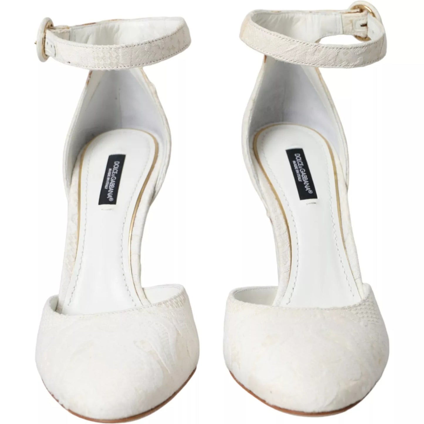 Dolce &amp; Gabbana witte Mary Jane hakken, pumps en schoenen met bloemenpatroon in jacquard.