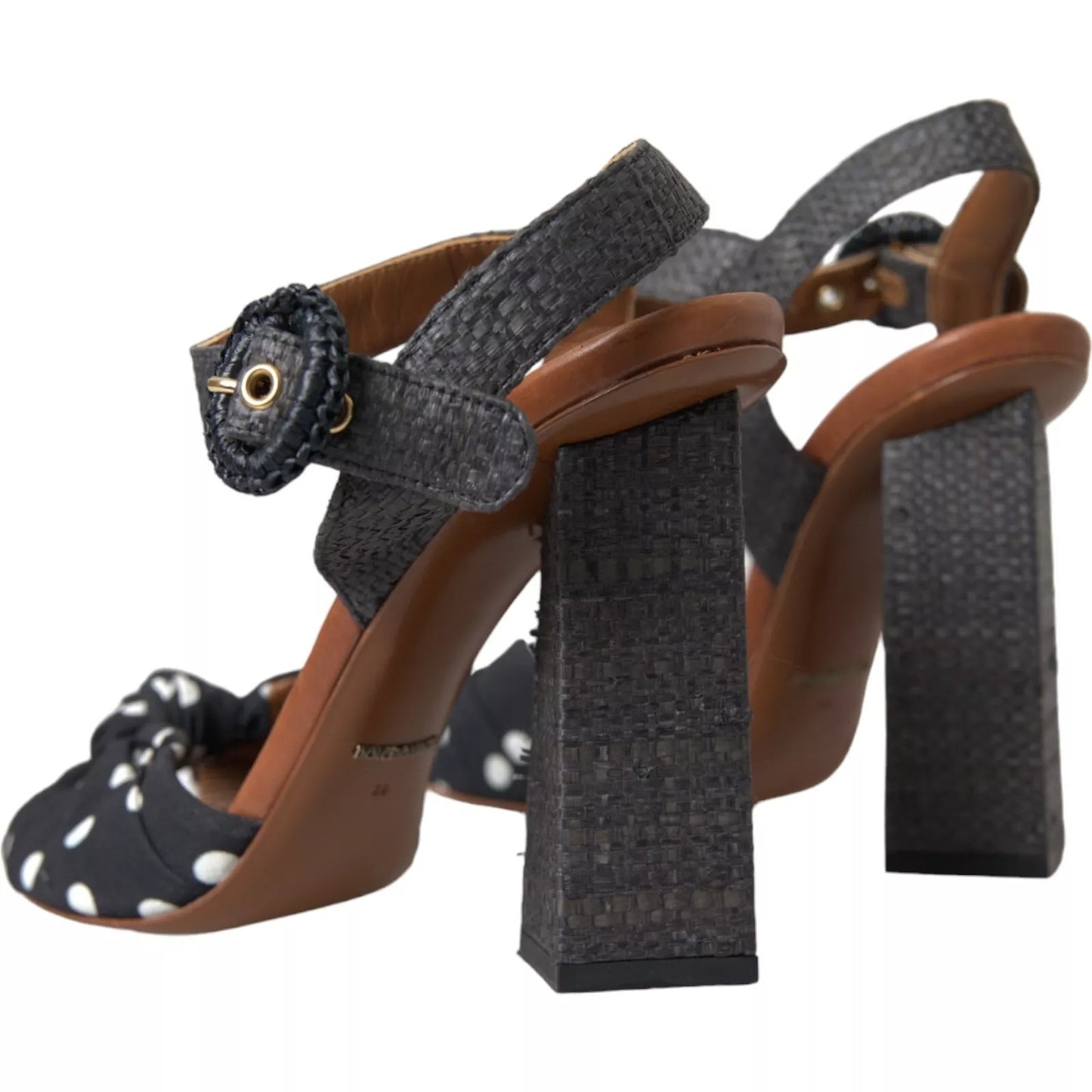 Dolce &amp; Gabbana Zwarte Leren Sandalen met Polkadot Motief