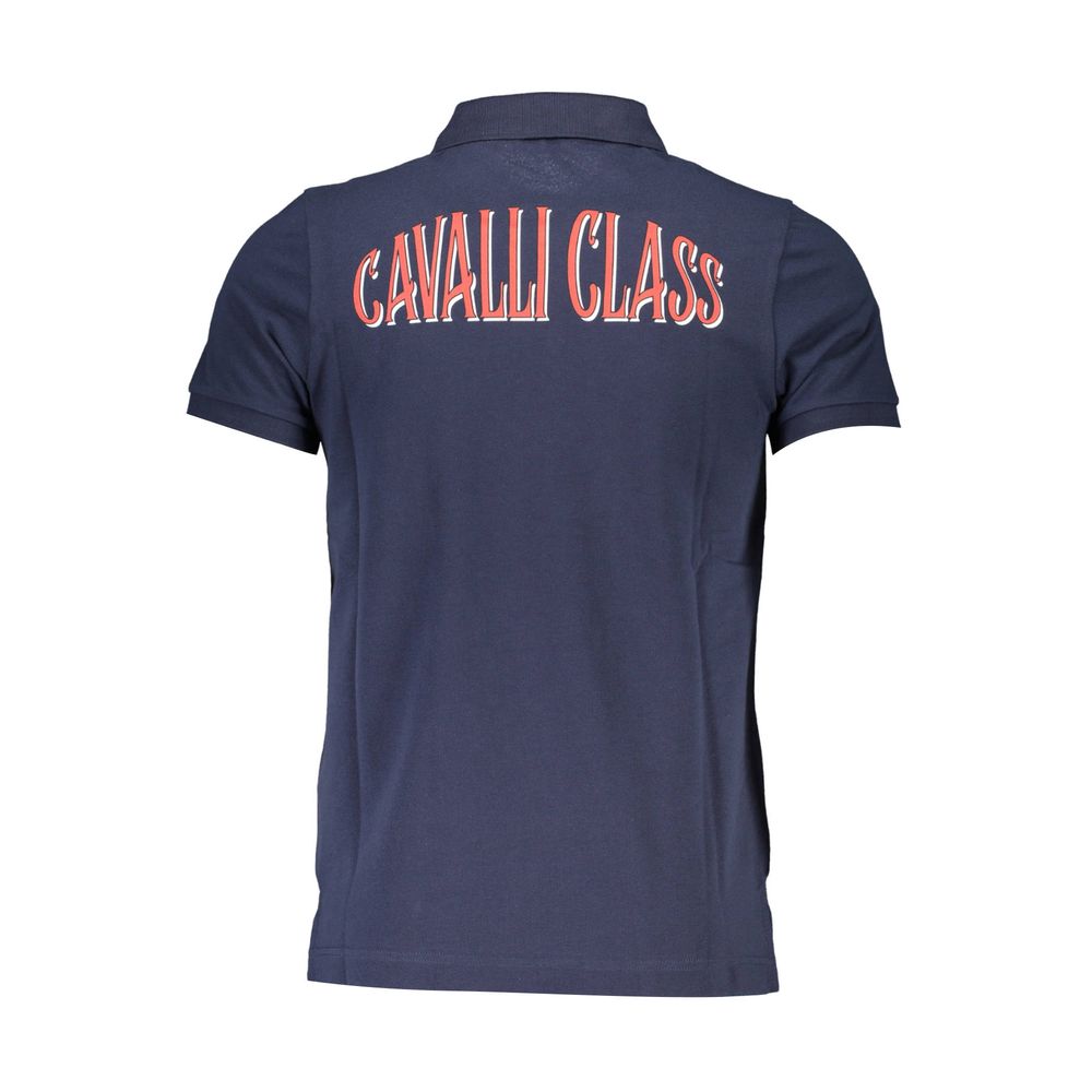 Polo homme en coton bleu Cavalli Class