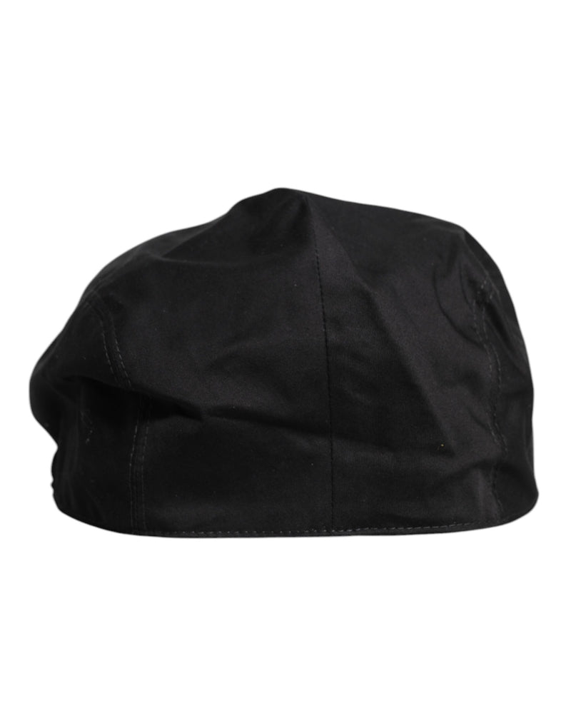 Dolce & Gabbana Chapeau Newsboy Capello Cabbie en coton noir