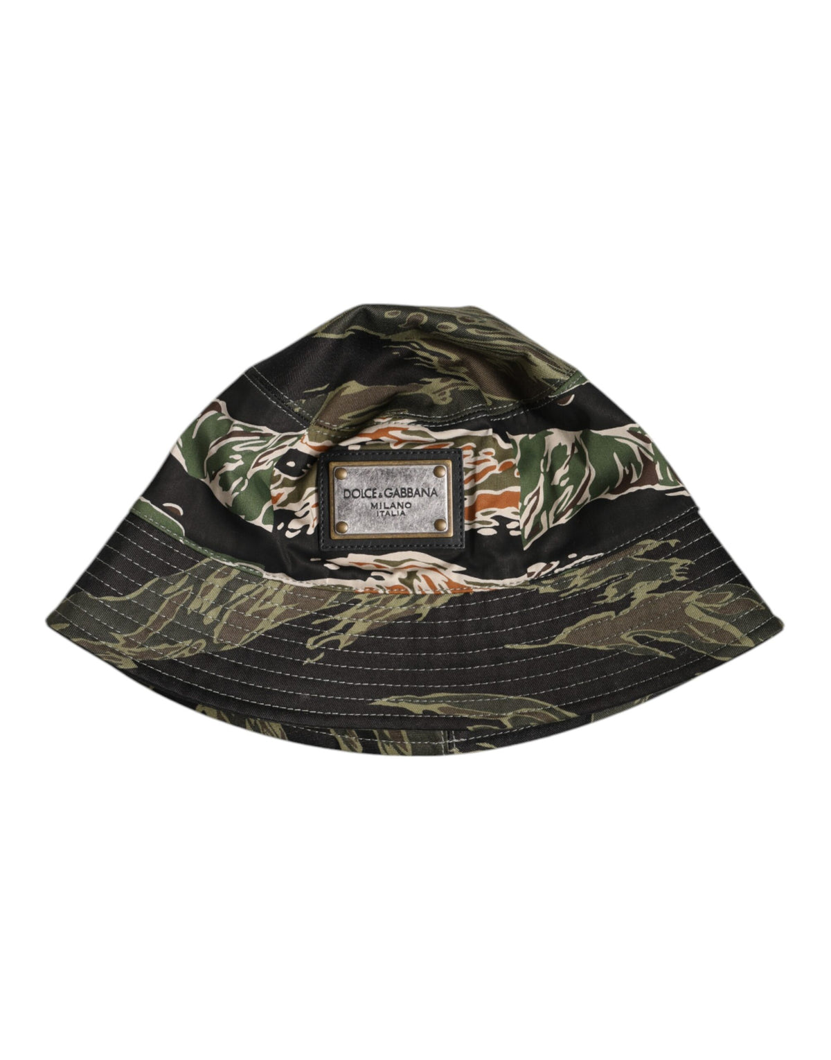 Chapeau seau à large bord Dolce & Gabbana multicolore avec plaque DG