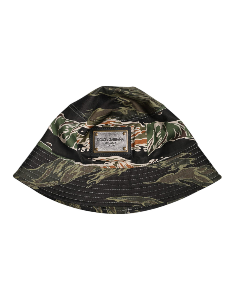 Chapeau seau à large bord Dolce & Gabbana multicolore avec plaque DG