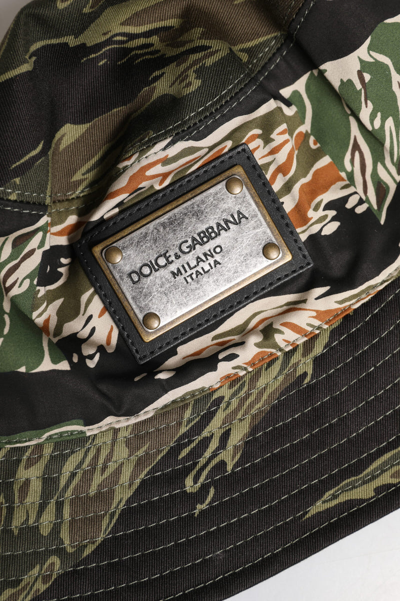 Chapeau seau à large bord Dolce & Gabbana multicolore avec plaque DG