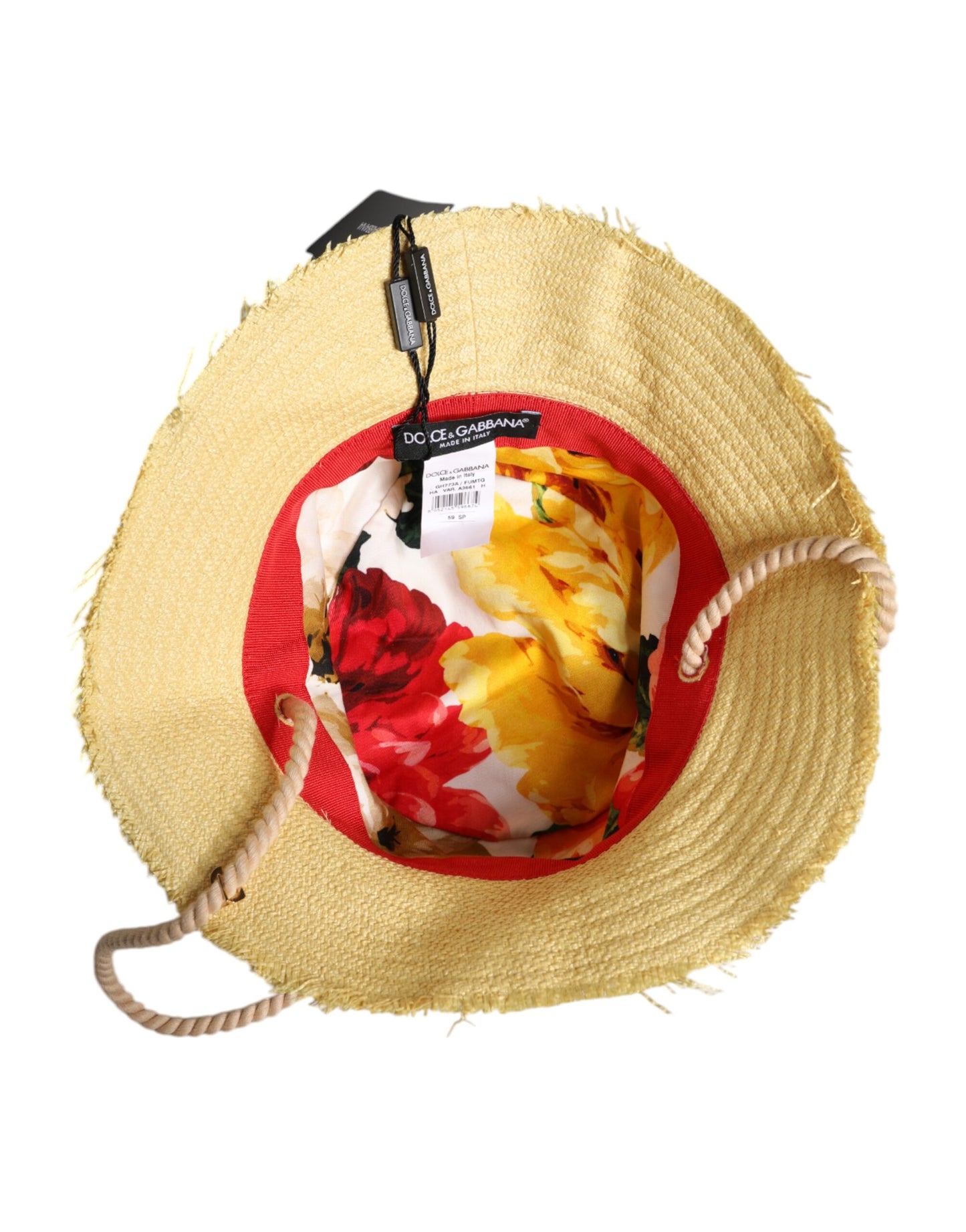 Seau à large bord en coton jaune Dolce & Gabbana