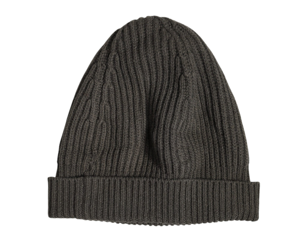 Bonnet d'hiver tricoté en laine verte Dolce & Gabbana avec plaque DG