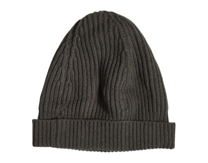 Bonnet d'hiver tricoté en laine verte Dolce & Gabbana avec plaque DG